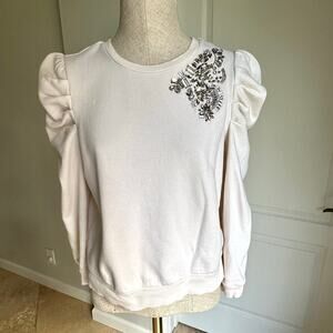 EXPRESS jeweled sweatshirt with puff sleeves